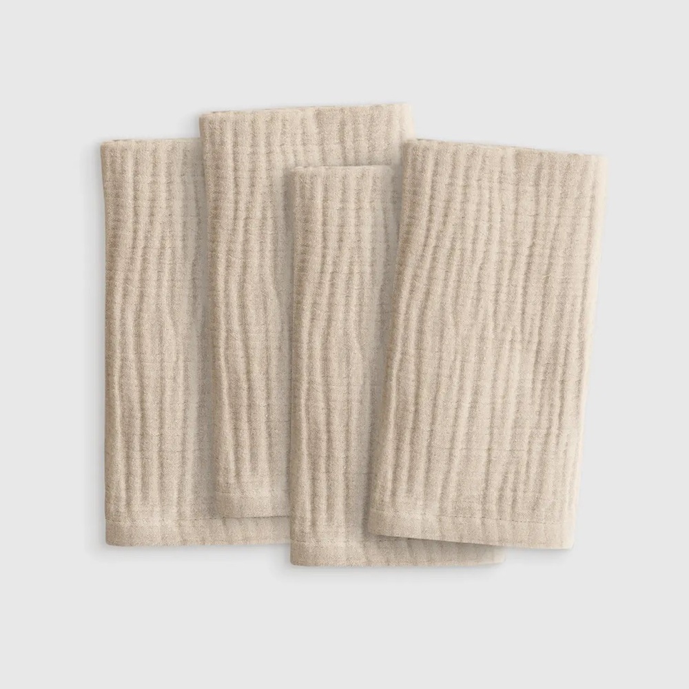 QUINCE Set Of 4 Organic Airy Gauze Napkins Sand 6946